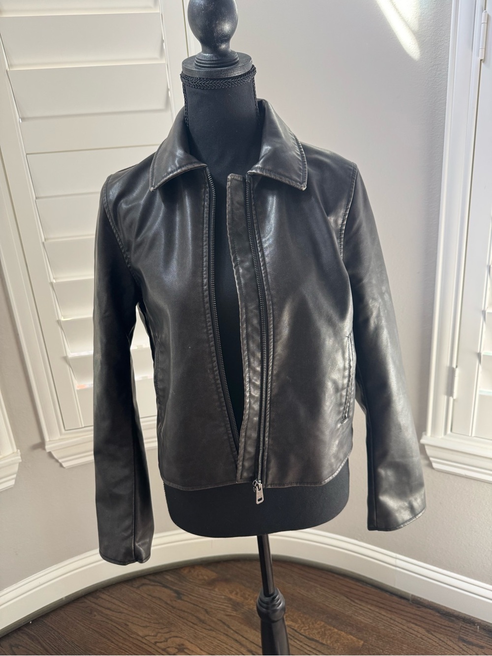 H&M Black Leather Zip Jacket for Kids